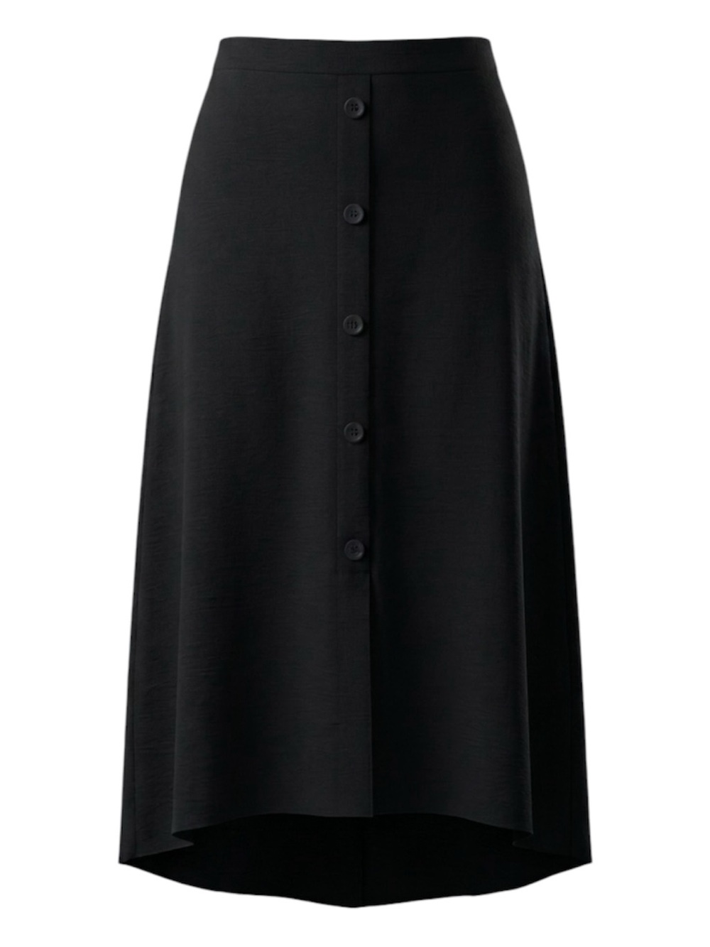 Retrology Black Button-Front High Low Hem Textured crepe Maxi Skirt Size Medium